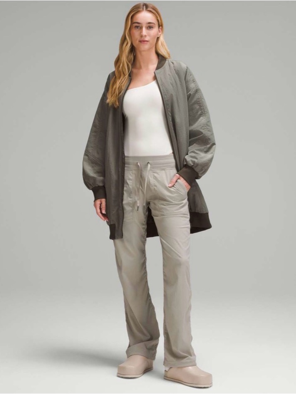 Lululemon Oversized-Fit Non-Stop Bomber Jacket
Grey Sage / Dark Olive